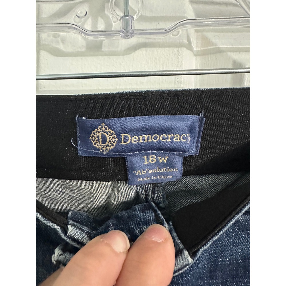 Democracy AbSolution Distressed Bootcut Jeans Blue 18W Plus Size - Picture 3 of 7